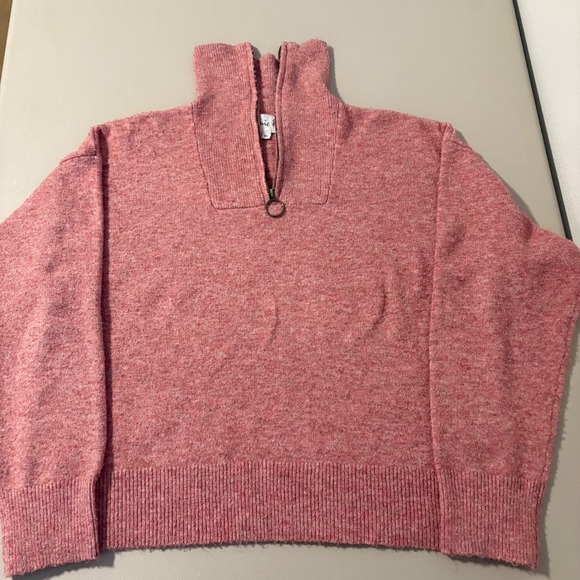 Organic Rage Sweaters - Organic Rage Women's Pink Marled Knit Quarter Zip Sweater Pullover XL Comfy